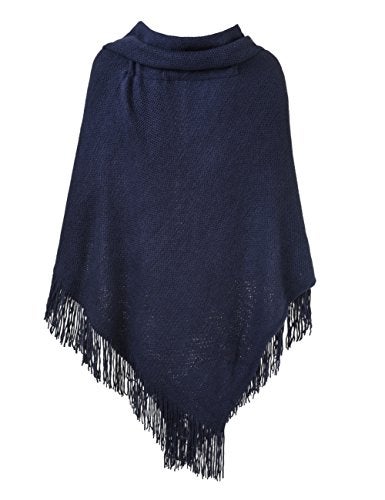Ferand Shawl Wraps for Women – Toggle Closure, Elegant Fringe Shawl for Travel, Work, or Casual Outfits, Perfect for Fall Layering, Navy blue - Image 2