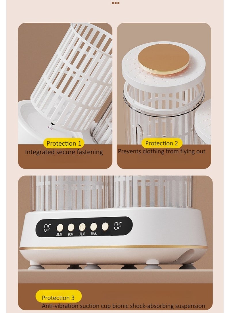 SKT Shiketro Portable 4L Dual-Drum Plug-In High-Strength Motor Washing Machine with Dual-Drum Mode for Underwear（White） - Image 2