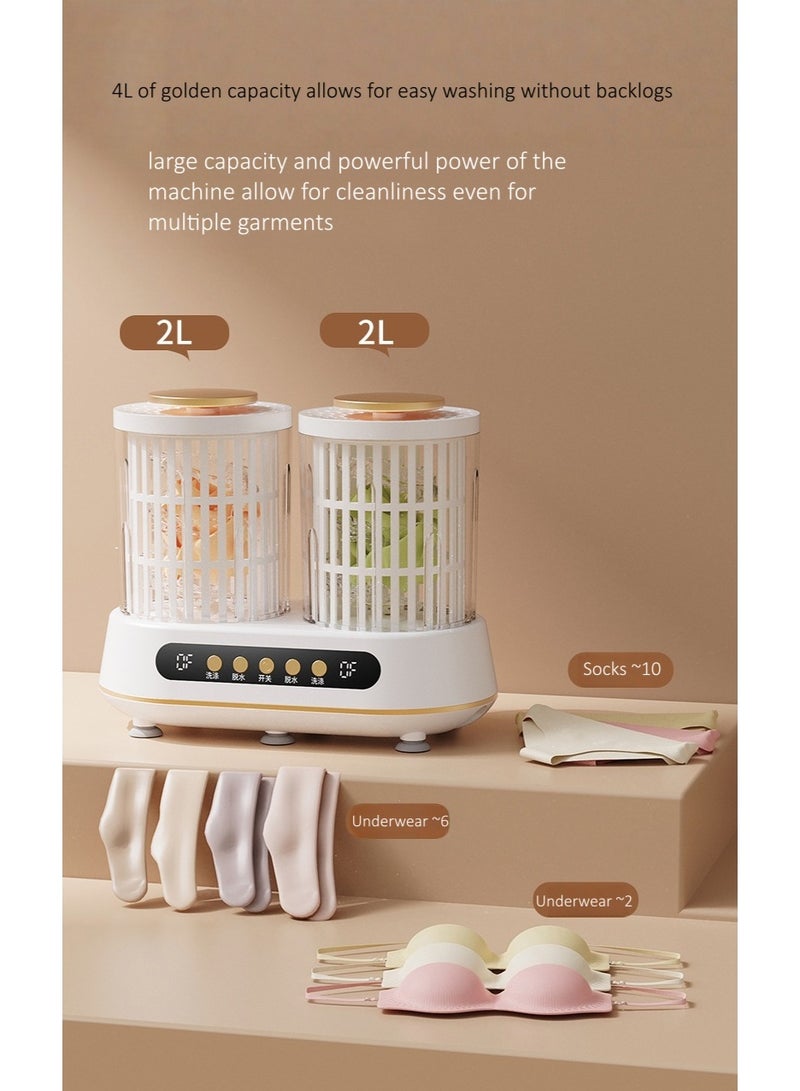 SKT Shiketro Portable 4L Dual-Drum Plug-In High-Strength Motor Washing Machine with Dual-Drum Mode for Underwear（White） - Image 3