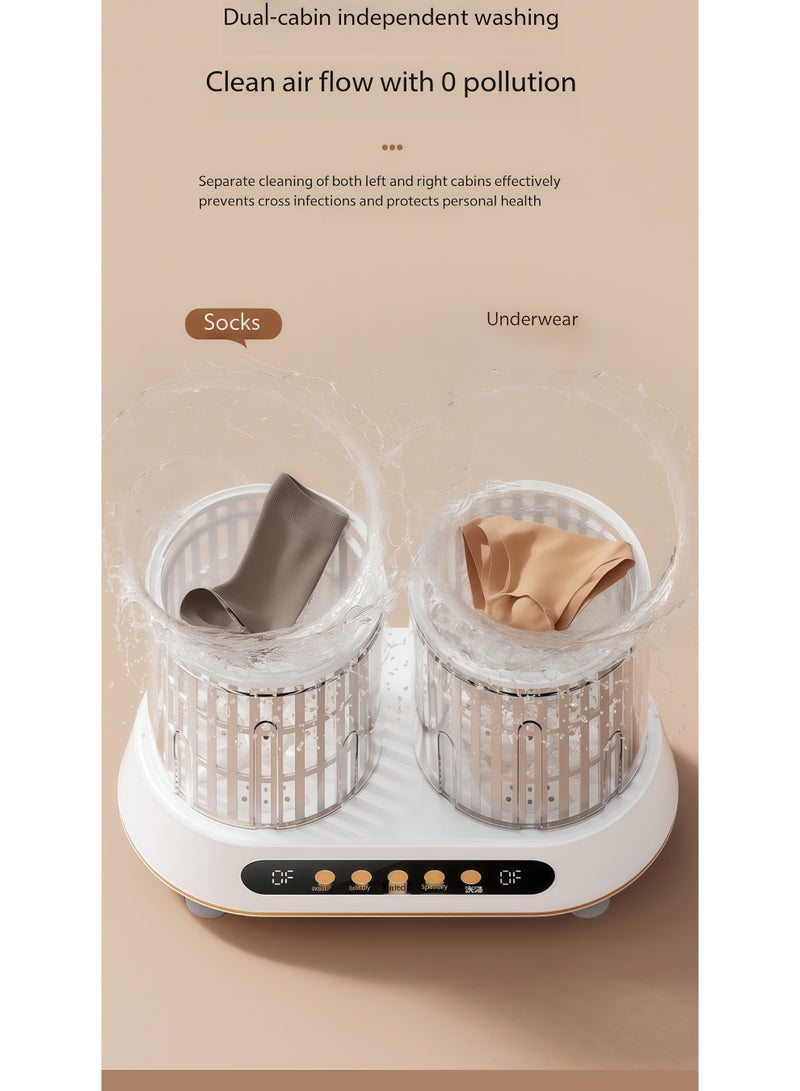 SKT Shiketro Portable 4L Dual-Drum Plug-In High-Strength Motor Washing Machine with Dual-Drum Mode for Underwear（White） - Image 4