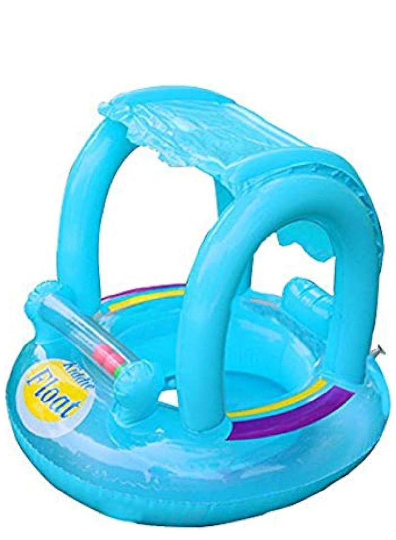 قارب قابل للنفخ قابل للحمل ومحمول مع مظلة شمسية للأطفال - متعدد الألوان حسب المتاح