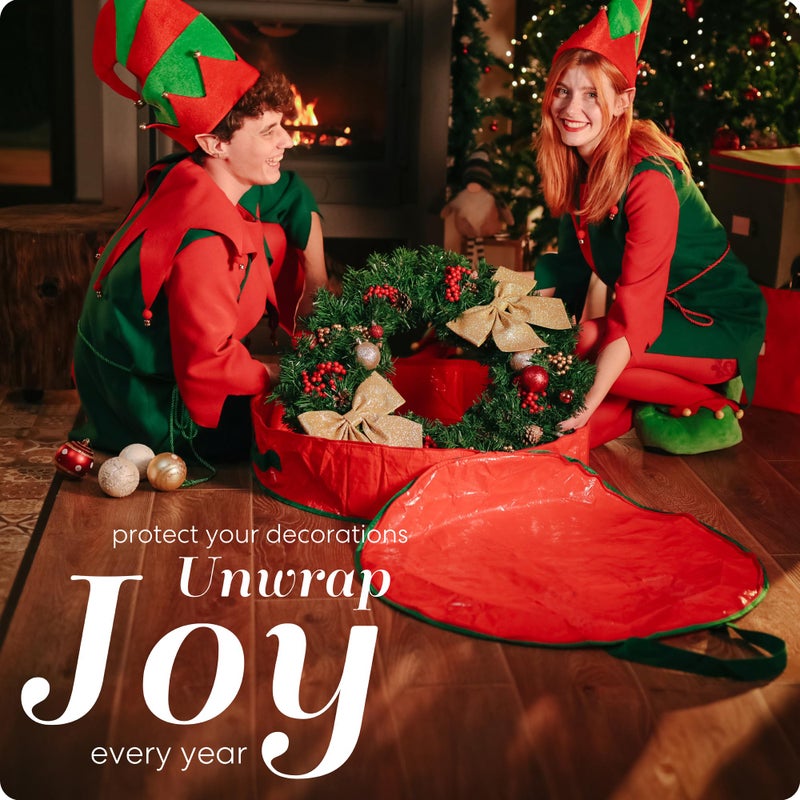 Handy Laundry Christmas Wreath Storage Bag - Durable, Tarp Material, Zipper, Sturdy Carry Handles, Pest Protection - Ideal Home, Garage Organization for Seasonal Holiday Wreath Decorations (30") - Image 3