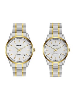 HALEI HALEI Harley 2-Piece Stainless Steel Couple Pair Quartz Watch Set 569ML - 28mm/39mm - Silver  - Image 1
