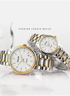 HALEI HALEI Harley 2-Piece Stainless Steel Couple Pair Quartz Watch Set 569ML - 28mm/39mm - Silver  - Image 2