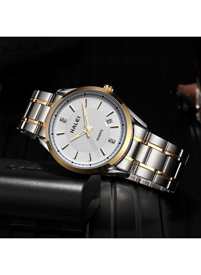 HALEI Harley 2-Piece Stainless Steel Couple Pair Quartz Watch Set 569ML - 28mm/39mm - Silver - Image 5