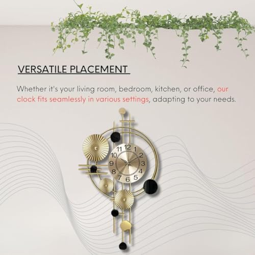FUNTEREST Metal Wall Clock Big Antique Decorative Stylish Watch & Decoration Design for Home Decor Interior for Bedroom Living Room Dining Office Farm Cafes Restaurant Hotels House Hall Item (Mo-1) - Image 5