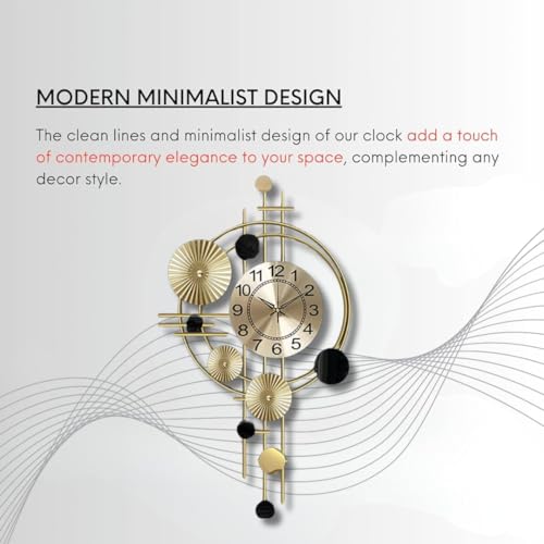 FUNTEREST Metal Wall Clock Big Antique Decorative Stylish Watch & Decoration Design for Home Decor Interior for Bedroom Living Room Dining Office Farm Cafes Restaurant Hotels House Hall Item (Mo-1) - Image 4