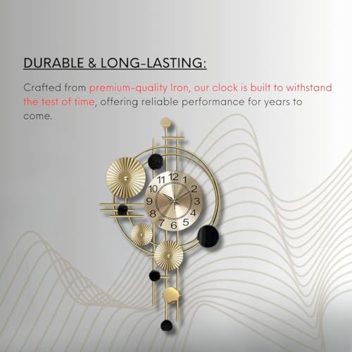 FUNTEREST Metal Wall Clock Big Antique Decorative Stylish Watch & Decoration Design for Home Decor Interior for Bedroom Living Room Dining Office Farm Cafes Restaurant Hotels House Hall Item (Mo-1) - Image 3