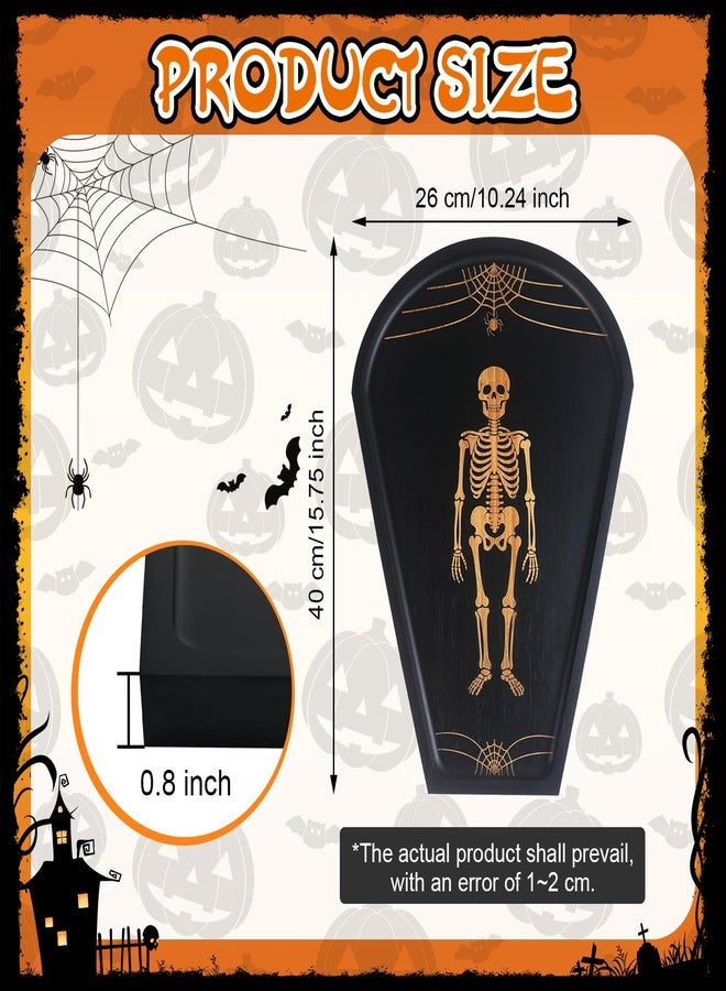 NAYODEUS Halloween Coffin Feature Board, Party Table Center Decoration, Gothic Coffin Tray and Carved Skeleton - Coffin Banquet Plate Engraved Skeleton, Essential Halloween Party Decoration Accessories. - Image 2