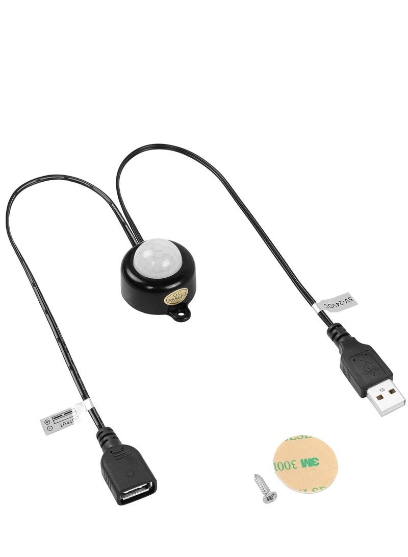 Mini PIR Motion Sensor Switch, with USB Interface Cable 2A PIR Infrared Motion Human Body Sensor Detector Switch Light Sensor Adjustable, for LED Strip - Image 1