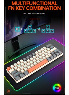 T-WOLF 2.4G Wireless Wired Gasket Gaming Keyboard,64 Keys Blue Switch Mechanical Keyboard,Hot Swappable Gasket Mount with RGB Backlit  - Image 5