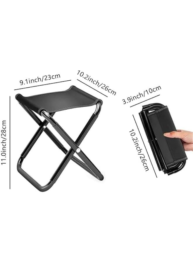 FYLX Camping Stool Portable Folding Stool 11 Inch Foldable Stool Folding Camping Stool Foot Stool with Carry Bag Load Capacity to 330lbs for Outdoor Travel Hiking Fishing Beach Black) - Image 2