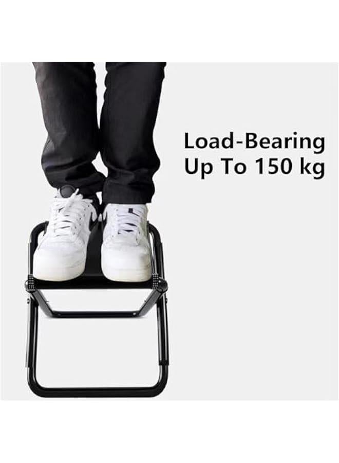 FYLX Camping Stool Portable Folding Stool 11 Inch Foldable Stool Folding Camping Stool Foot Stool with Carry Bag Load Capacity to 330lbs for Outdoor Travel Hiking Fishing Beach Black) - Image 3