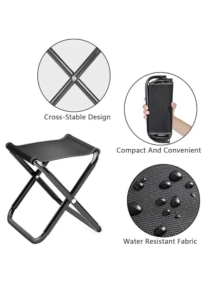 FYLX Camping Stool Portable Folding Stool 11 Inch Foldable Stool Folding Camping Stool Foot Stool with Carry Bag Load Capacity to 330lbs for Outdoor Travel Hiking Fishing Beach Black) - Image 4