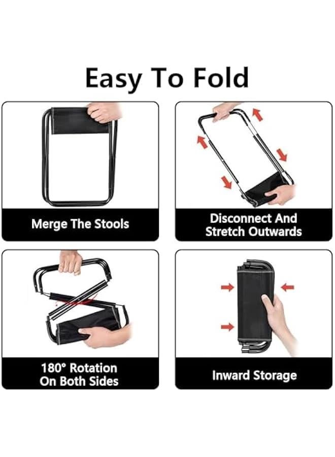 FYLX Camping Stool Portable Folding Stool 11 Inch Foldable Stool Folding Camping Stool Foot Stool with Carry Bag Load Capacity to 330lbs for Outdoor Travel Hiking Fishing Beach Black) - Image 5