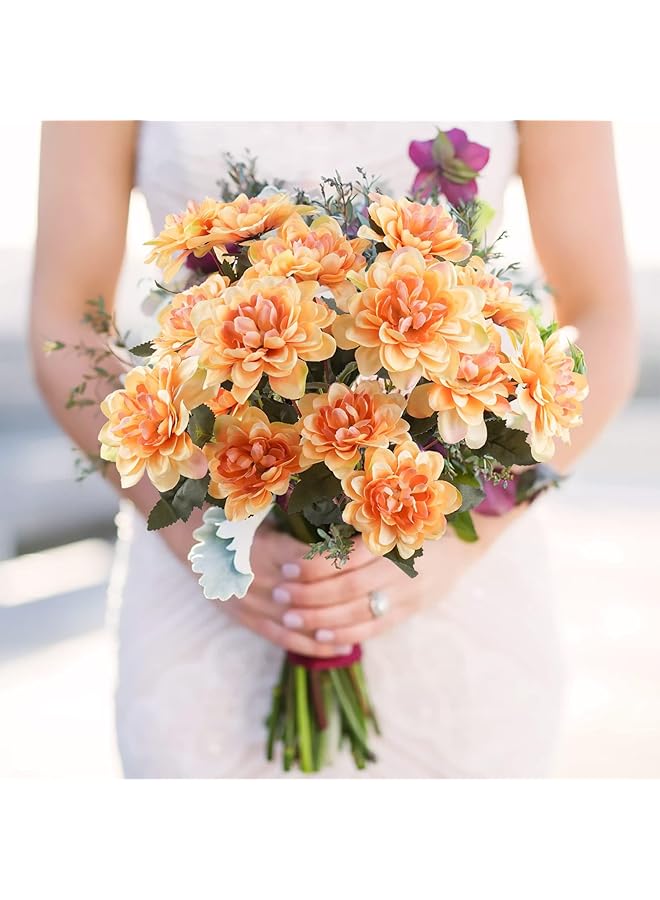 erorex 6Pcs Artificial Fall Daisy Mums Flowers With Stem Silk Chrysanthemums Flowers Arrangement For Home Party Wedding Bouquet Thanksgiving Table Centerpieces Decor - Image 2