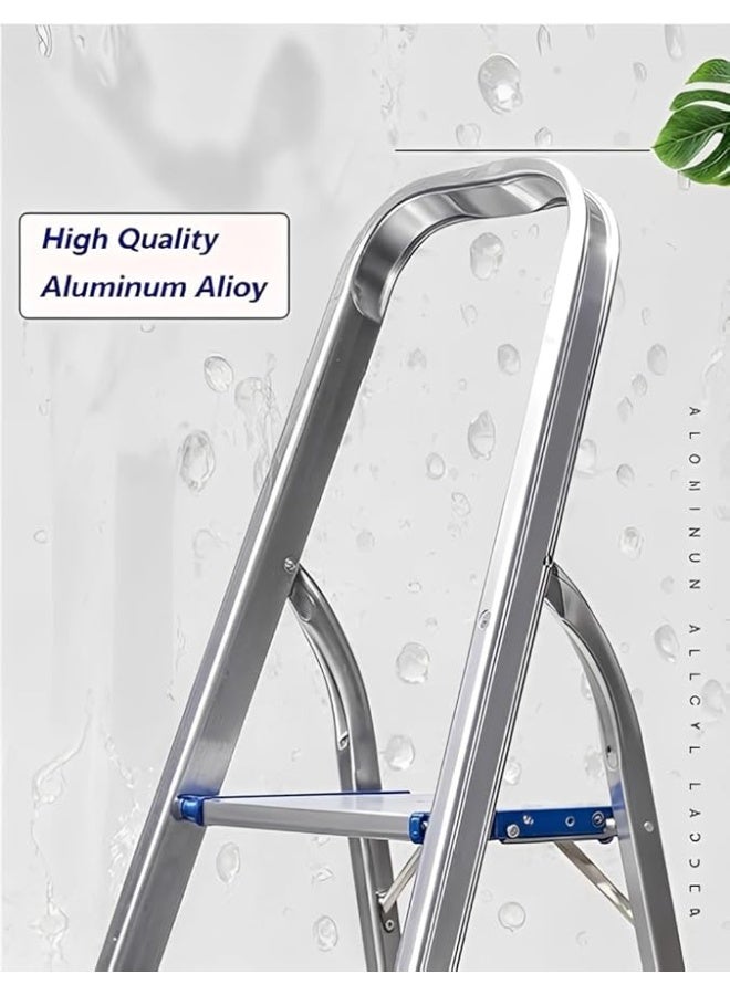 Lightweight Aluminum 6-Step Folding Household Step Ladder, Non-Slip Steps, Silver - Image 2