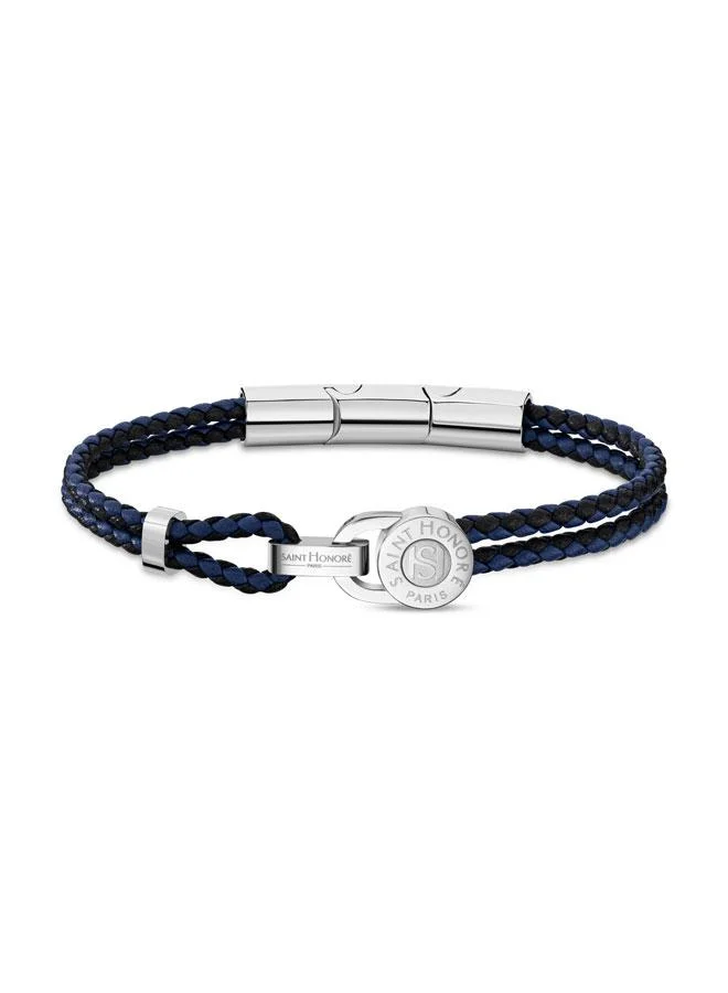 Saint Honore Paris Lock Coin Braided Leather Bracelet for Men