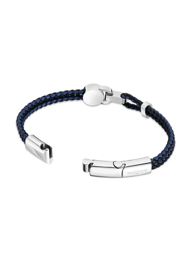 Saint Honore Paris Lock Coin Braided Leather Bracelet for Men