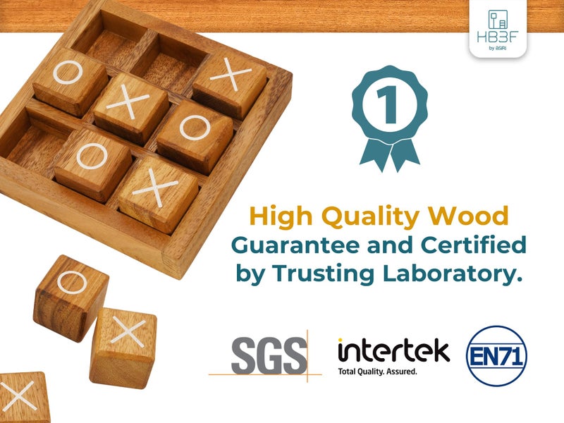 BSIRI Wooden XO Blocks (L) Tic Tac Toe Board Games - Ideal for Kids Games, Family Games and Game Night for Adults, Farmhouse Decor for Coffee Table Decor and Unique Gifts for All Occasion (5.5 Inch) - Image 3