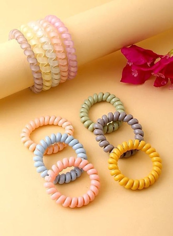 Minta Spiral Hair Ties, Telephone Wire Spring Hair Head Elastic Hair Tie Rubber Bands Unbreakable For Girls And Women (Pack of 8) Multicolor - Image 3