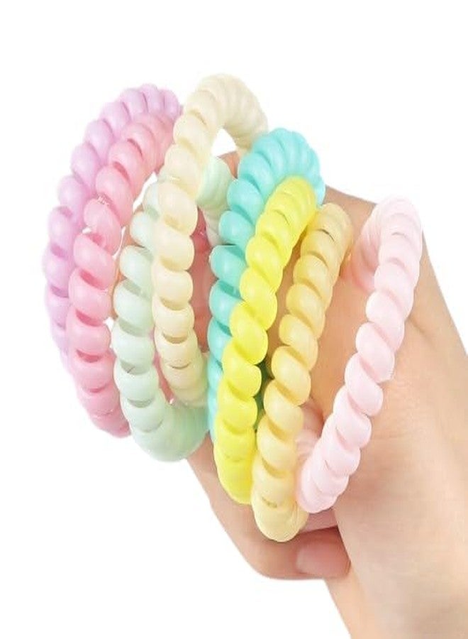 Minta Spiral Hair Ties, Telephone Wire Spring Hair Head Elastic Hair Tie Rubber Bands Unbreakable For Girls And Women (Pack of 8) Multicolor - Image 1