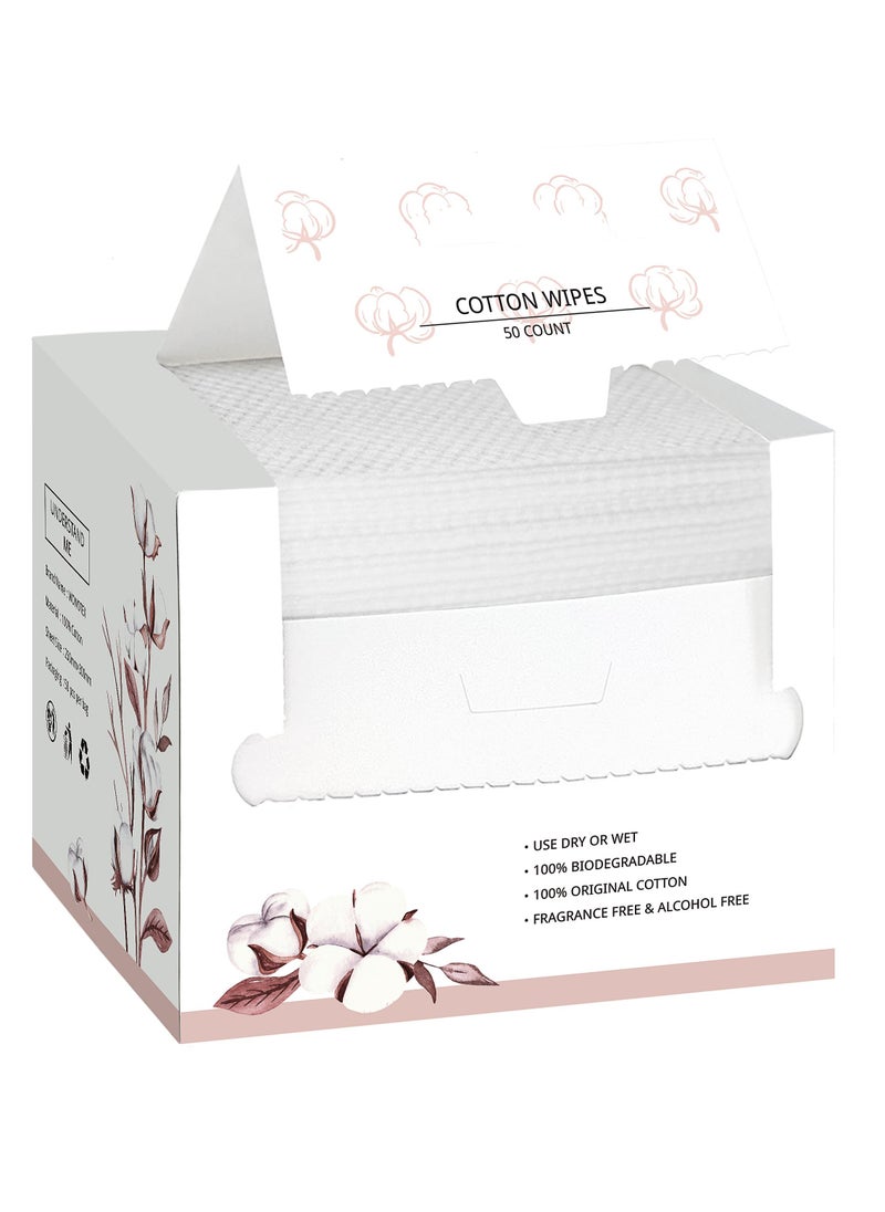 Generic Disposable Face Towel Biodegradable Face Towel for Drying Face 50 Count Box Extra Thick Soft One Time Use Face Towels 10"×12" Large Clean Towels for Sensitive Skin 100% Cotton Baby Care  - Image 1