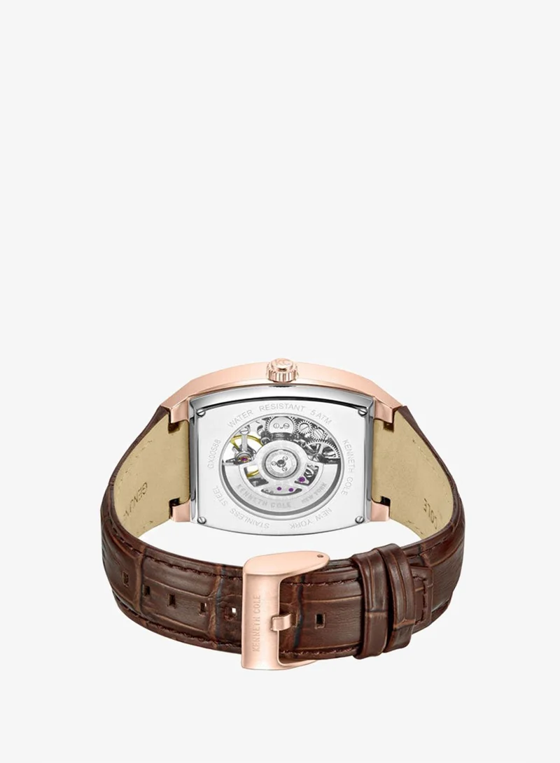 Kenneth Cole New York  Kenneth Cole New York 40X52.5mm Automatic Men's Watch with Gunmetal Dial & Brown Genuine Leather Strap for Men | Best Price UAE