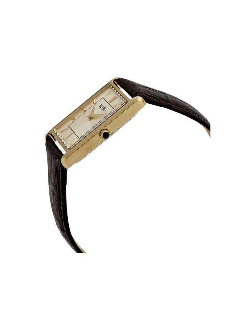 Seiko Tank SWR110P1 Classic Quartz with Gold-Tone Stainless Steel Case, Champagne Dial, and Brown Leather Strap Women's Watch - Image 5