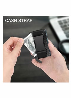 KASTWAVE Carbon Fiber Wallets for Men, RFID Money Clip Wallet for Men, Minimalist Aluminum Metal Wallet, Mens Wallet Carbon Fiber Card Holder (Black)  - Image 3