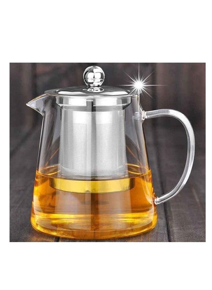 Generic - Clear Round Glass Teapot Set of 5 Borosilicate Leaf Tea Coffee Pot with Strainer  950ml with 4 Cups - Image 1