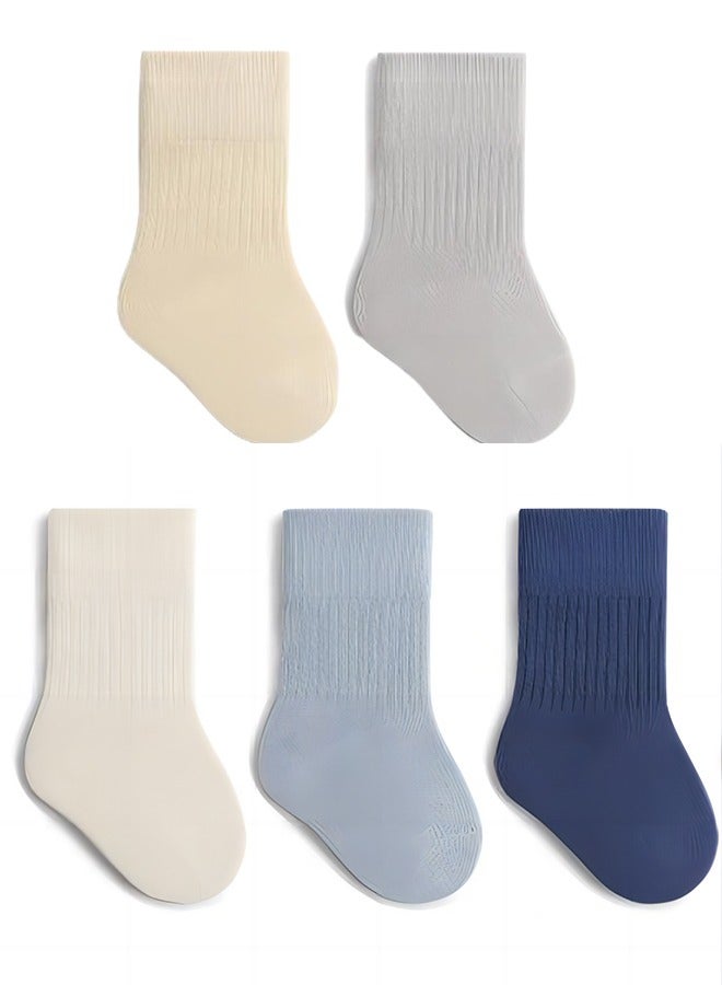 Children's Socks 5 Pairs For Boys And Girls Toddler Socks Solid Color Pure Cotton Children's Short Socks 3-5 Years Old Antibacterial And Deodorant Children's Socks  - Image 1