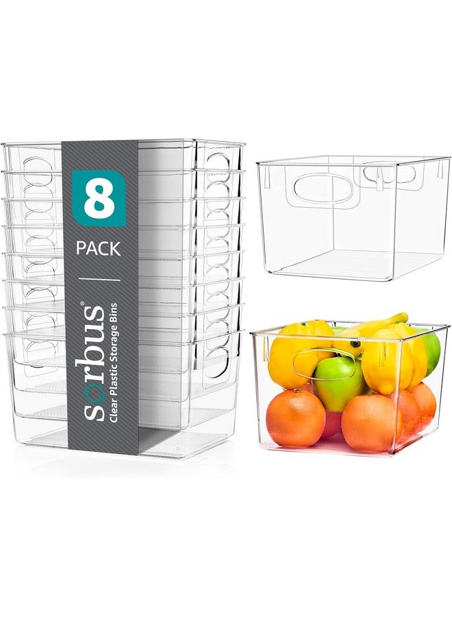 Sorbus Large Clear Plastic Storage Bins for Shelves, Clothes, with Handle - Clear Storage Bins, Drawer, Shelf, Closet, Pantry, Fridge, Freezer Organizer Bins, Closet Organizers and Storage (8 pack) - Image 1