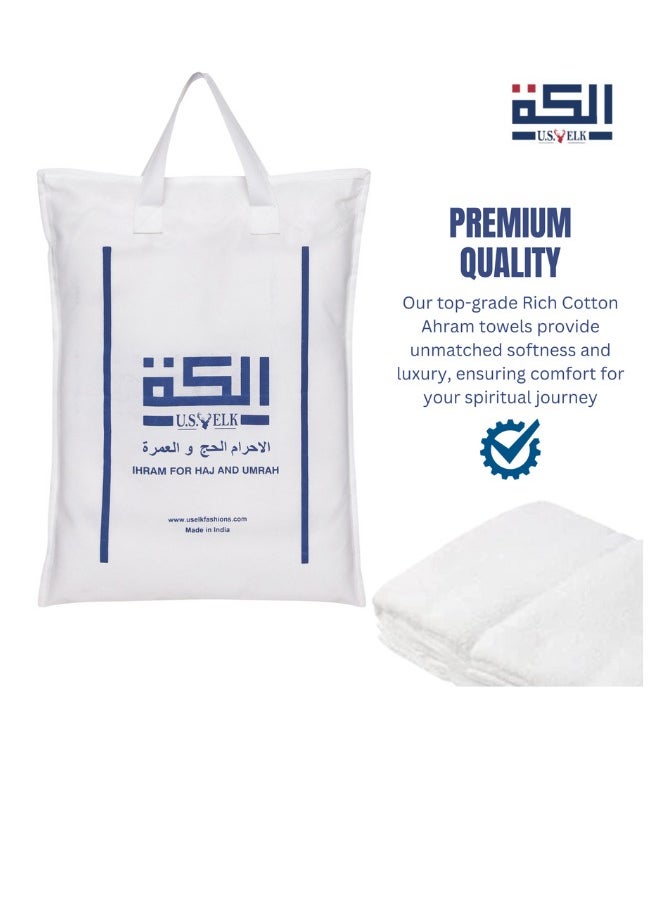 U.S. ELK - Men's Ahram Set | Premium 2 Ahram Towels Without Belt | Easy-to-Wear & Comfortable Muslim Wear Ihram Set | Microfiber Technology - Image 1