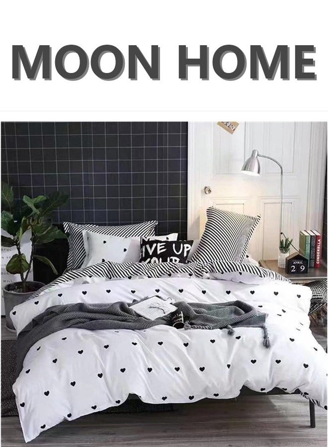 MOON HOME King/Queen/Single size Soft and Breathable Microfiber Hypoallergenic Beautiful Design Duvet Cover Set ,set includes 1 Comforter Cover, 1 Fitted Bedsheet, 4 Pillowcases  - Image 1