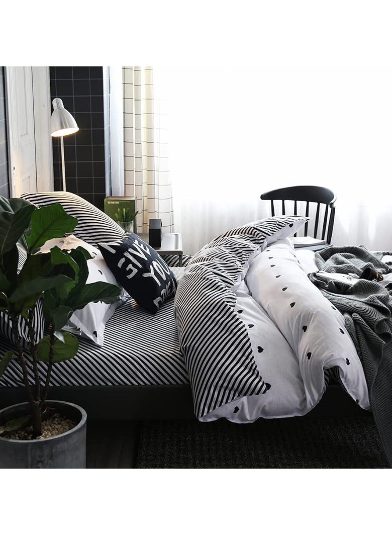 MOON HOME King/Queen/Single size Soft and Breathable Microfiber Hypoallergenic Beautiful Design Duvet Cover Set ,set includes 1 Comforter Cover, 1 Fitted Bedsheet, 4 Pillowcases  - Image 3