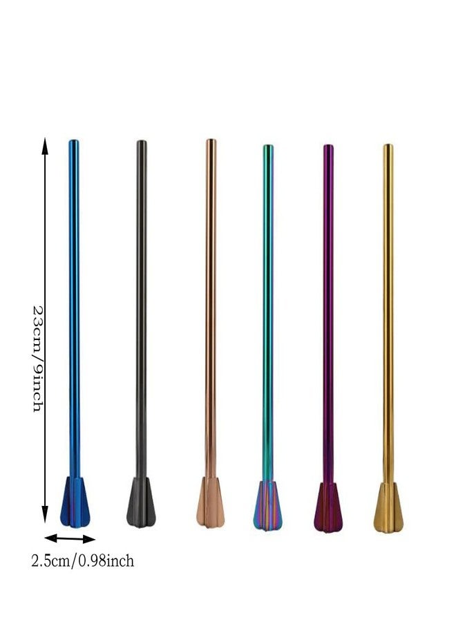 Hoshen 4 Piece Set of 9 Inch Stainless Steel Stirring Straws, Metal Thick Drinking Straw Straws with Spiral Tip Straws for Shakes, Smoothies, Beverages（Black） - Image 2