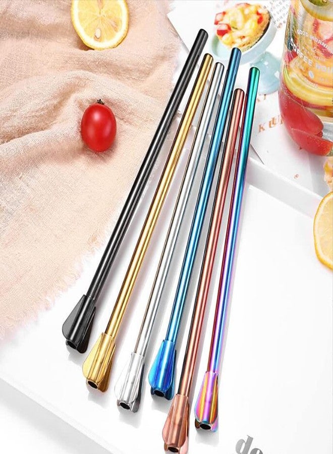 Hoshen 4 Piece Set of 9 Inch Stainless Steel Stirring Straws, Metal Thick Drinking Straw Straws with Spiral Tip Straws for Shakes, Smoothies, Beverages（Black） - Image 4