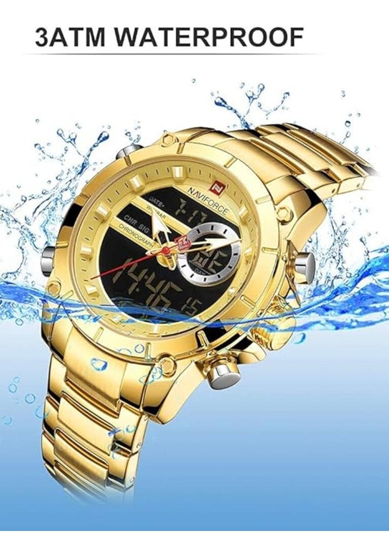نافيفورس ساعة يد معدنية للرجال من نافي فورس NF9163 انالوج/رقمية  - Image 4