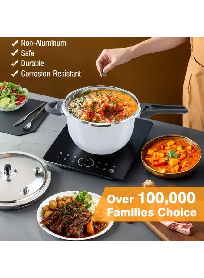 1.06 Gal 7.09 Inch Double Bottom Extra Thick Quick Cook Pot Pressure Cooker Fast Boiling Pot High Quality Base Wide Mouth Design Safety Lock Lid Cool Touch Handles Triple Layer Heat Ring Works Gas Induction Stoves - Image 2