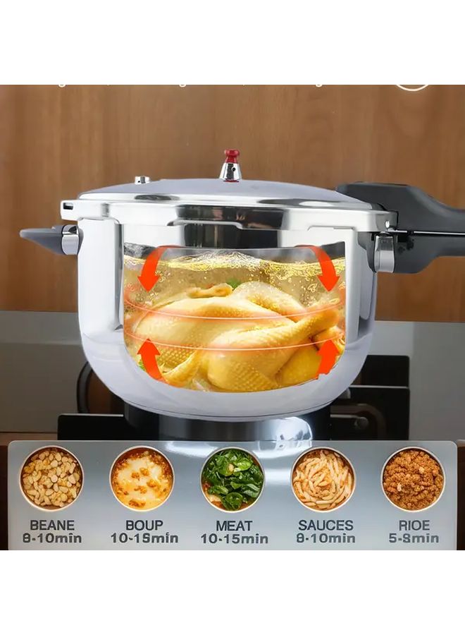 1.06 Gal 7.09 Inch Double Bottom Extra Thick Quick Cook Pot Pressure Cooker Fast Boiling Pot High Quality Base Wide Mouth Design Safety Lock Lid Cool Touch Handles Triple Layer Heat Ring Works Gas Induction Stoves - Image 3