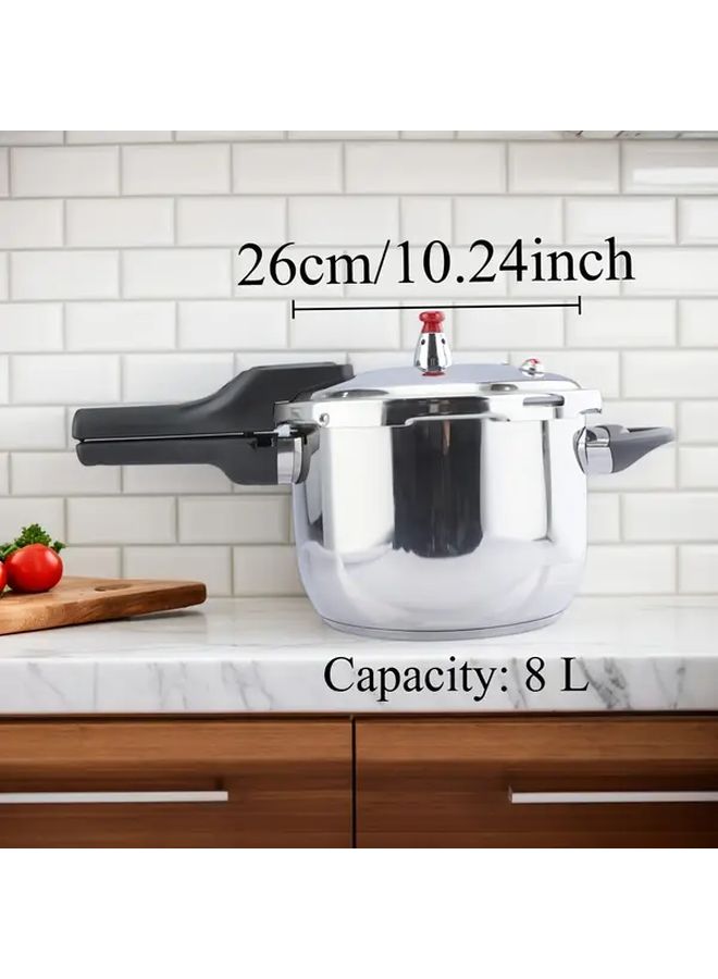1.06 Gal 7.09 Inch Double Bottom Extra Thick Quick Cook Pot Pressure Cooker Fast Boiling Pot High Quality Base Wide Mouth Design Safety Lock Lid Cool Touch Handles Triple Layer Heat Ring Works Gas Induction Stoves - Image 4