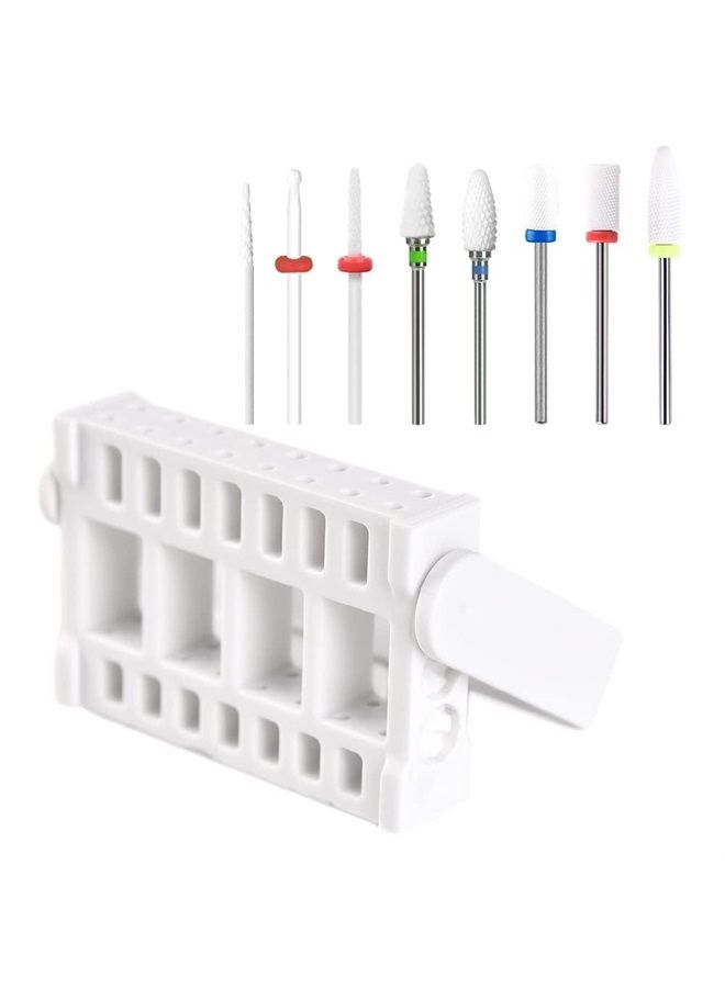 KADS 8 Pcs Ceramic Nail Drill Bits Set and 16 Holes Nail Drill Bits Holder Display Milling Cutters for Electric Manicure Drill Machine - Image 2