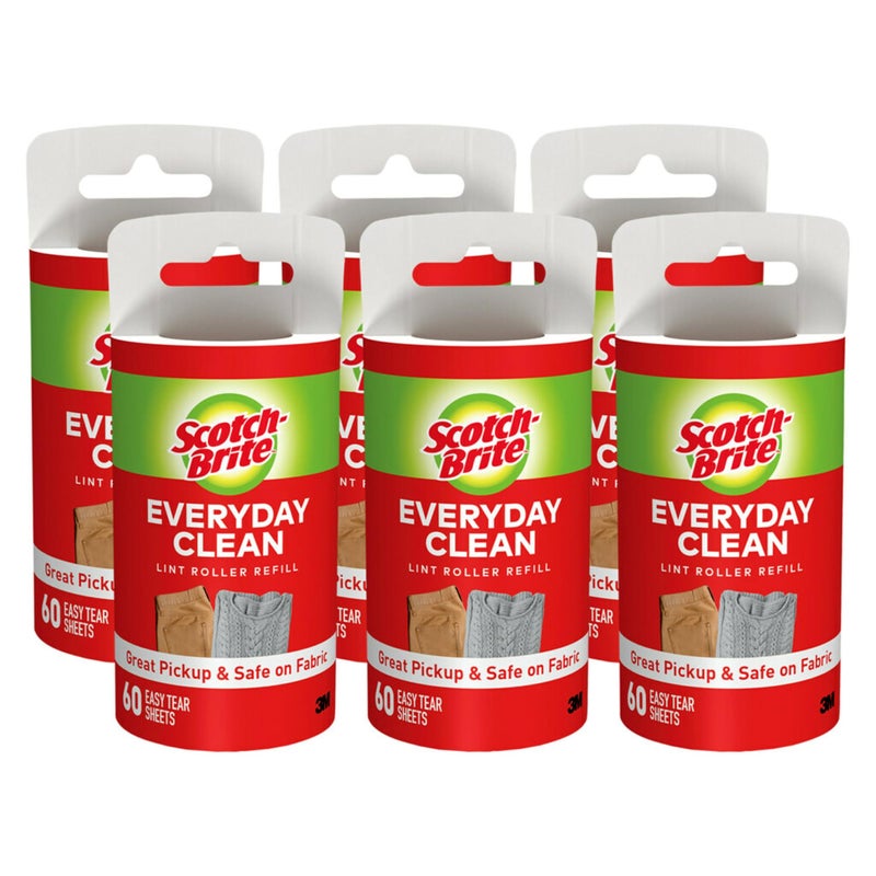 Scotch Brite Scotch-Brite Lint Roller Refill, Works Great On Pet Hair, 60 Sheets ( Pack Of 6 ) ( Packaging May Vary )  - Image 1