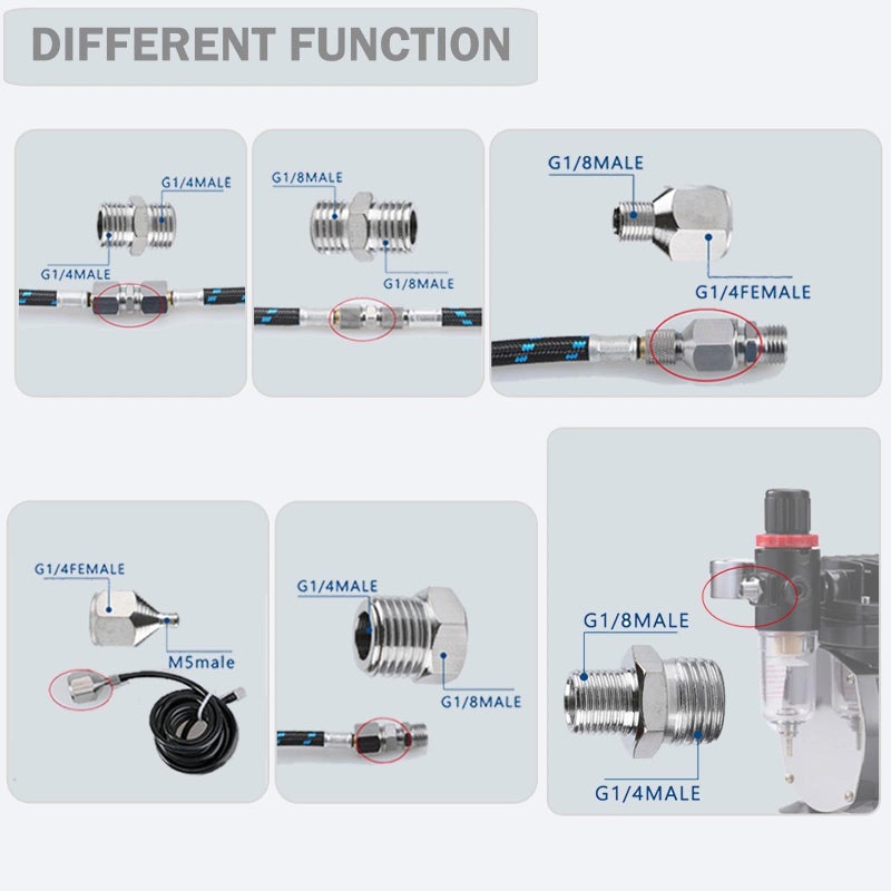HUBEST 7 pcs of airbrush adaptor set airbrush fitting airbrush connector kit Airbrush Threaded Plug for Connecting Airbrush and air Compressor with Transparent plaxtic Box - Image 4