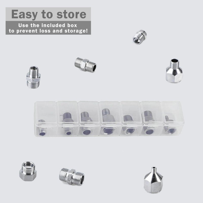 HUBEST 7 pcs of airbrush adaptor set airbrush fitting airbrush connector kit Airbrush Threaded Plug for Connecting Airbrush and air Compressor with Transparent plaxtic Box - Image 5