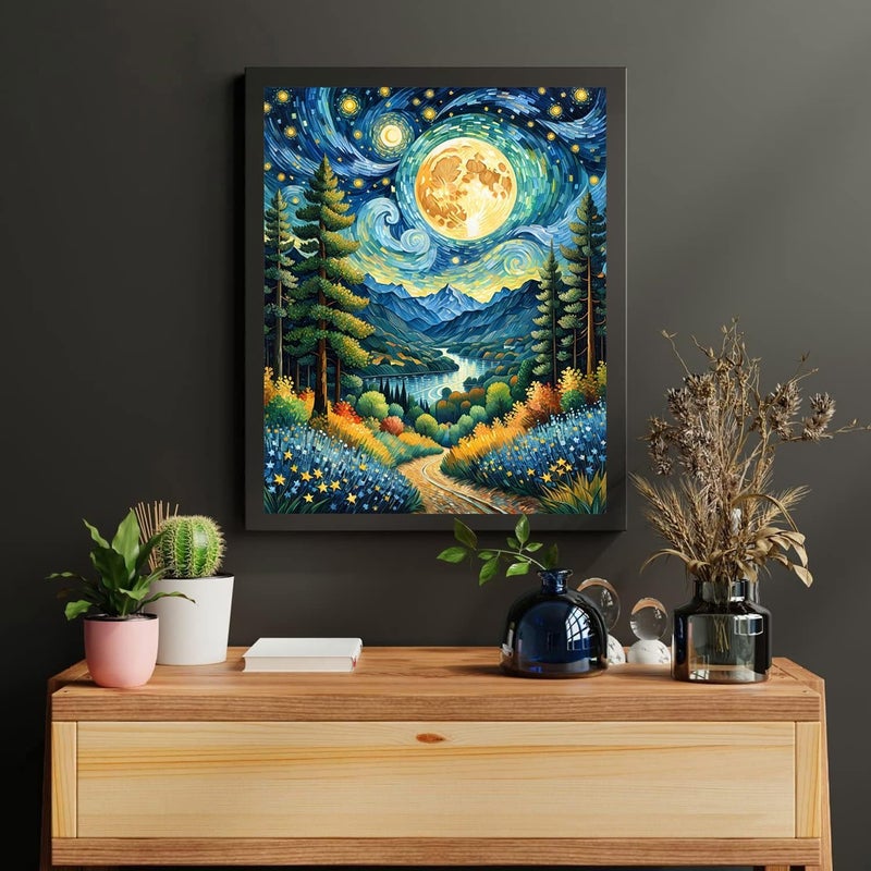 TREXEE Starry Sky Paint by Numbers Adult Kit-Adult Paint by Numbers Moon Night,Abstract Landscape Paint by Number Perfect for Home Wall Decor (16x20 Inch) Unframed - Image 3