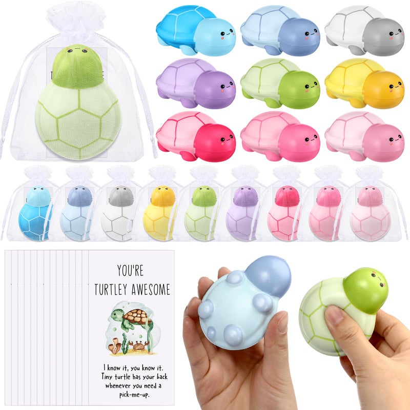 Hollowfly 24 Set Funny Turtle Stress Balls Bulk Relief Squeeze Balls Inspirational Stress Reliever Employee Appreciation Gifts for Adult Coworkers Staff Volunteer - Image 3