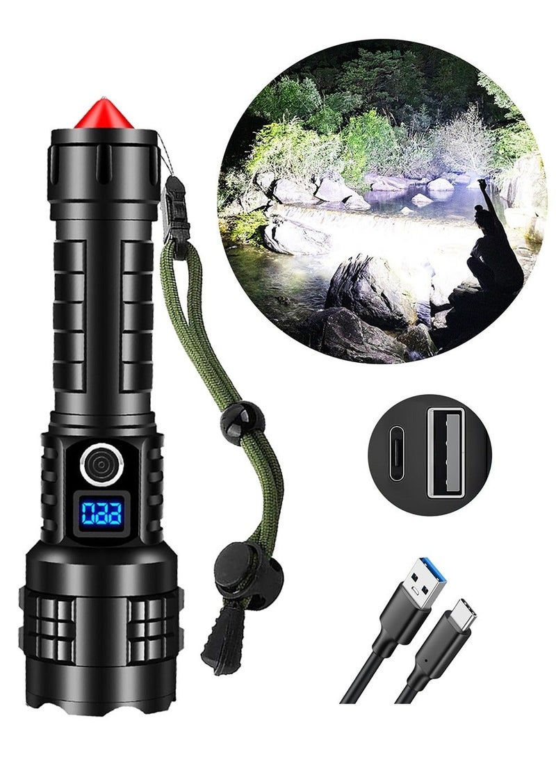 POWER Rechargeable High Lumen Flashlight Super Bright 250,000 Lumens White Laser LED High Power Tactical Brightest Flashlight Handheld Emergency Flashlight for Camping Hiking - Image 1