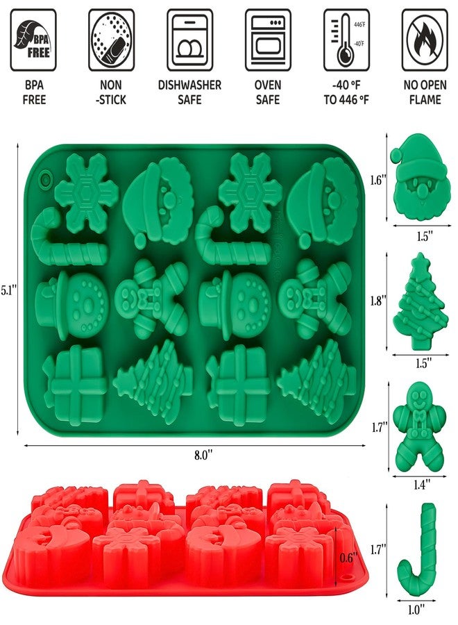 CLUEWR Christmas Chocolate Molds, 4PCS Silicone Candy Molds Santa Clause Christmas Tree Snowman Gingerbread Man Baking Molds for Jellies, Candies, Ice Cubes, Wax Melts, Soaps, Candles - Image 2